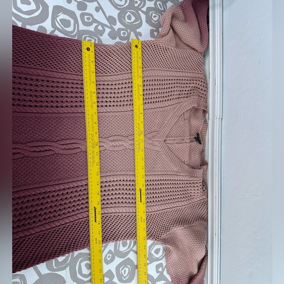 TORRID Dip Dye Ombre Pink V-Neck Cable Knit 3/4 Sleeved Tunic Sweater Plus Sz 2X - Picture 10 of 12